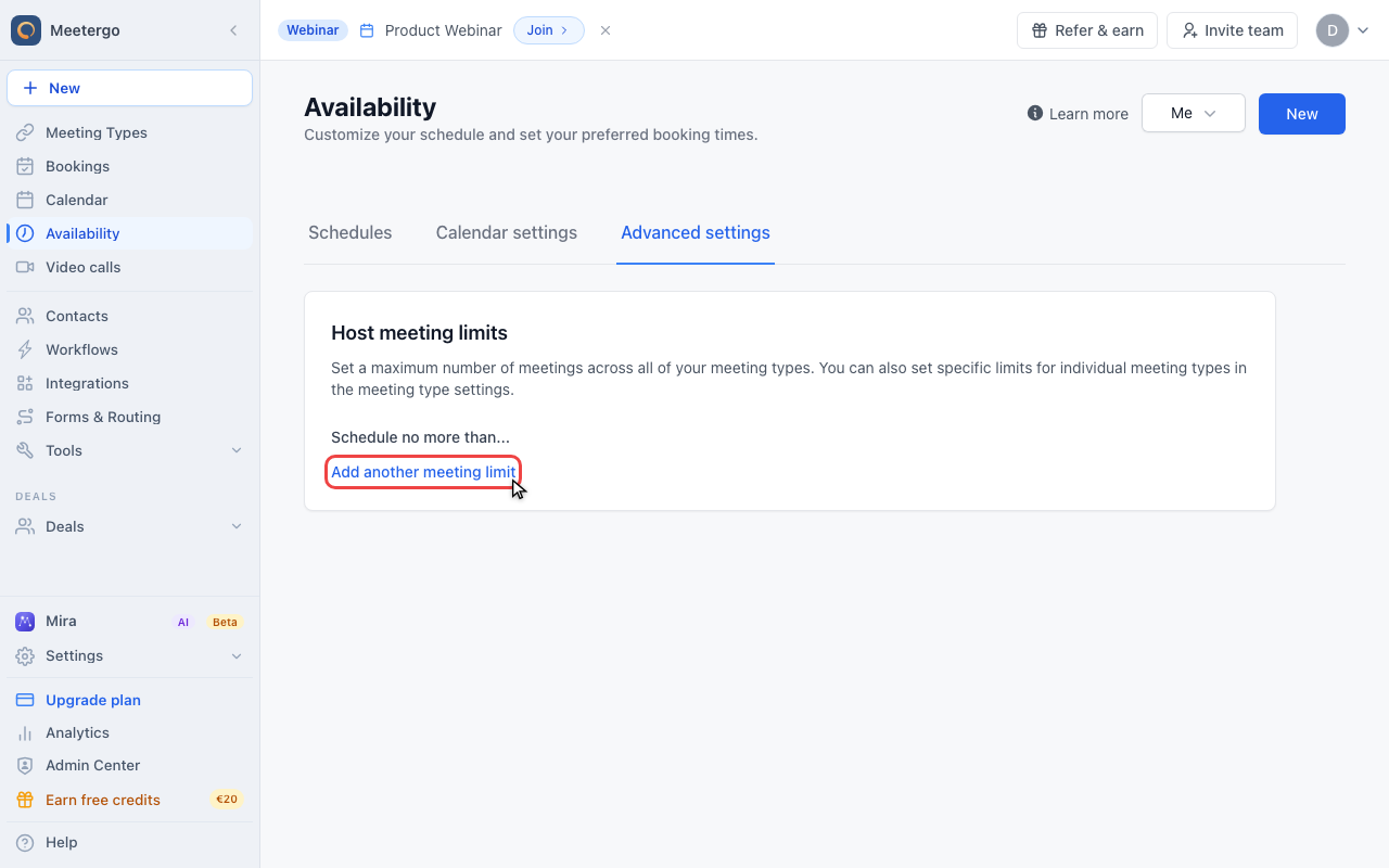 Add a meeting limit