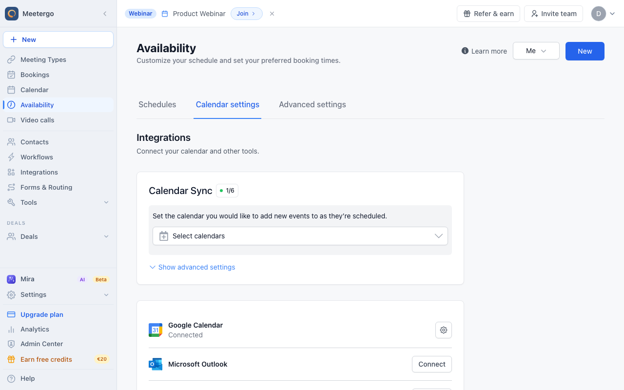 Calendar settings overview