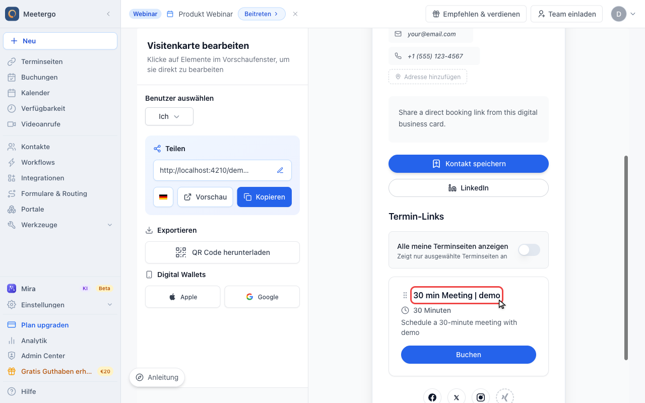 Ausgewählte Terminseiten prüfen