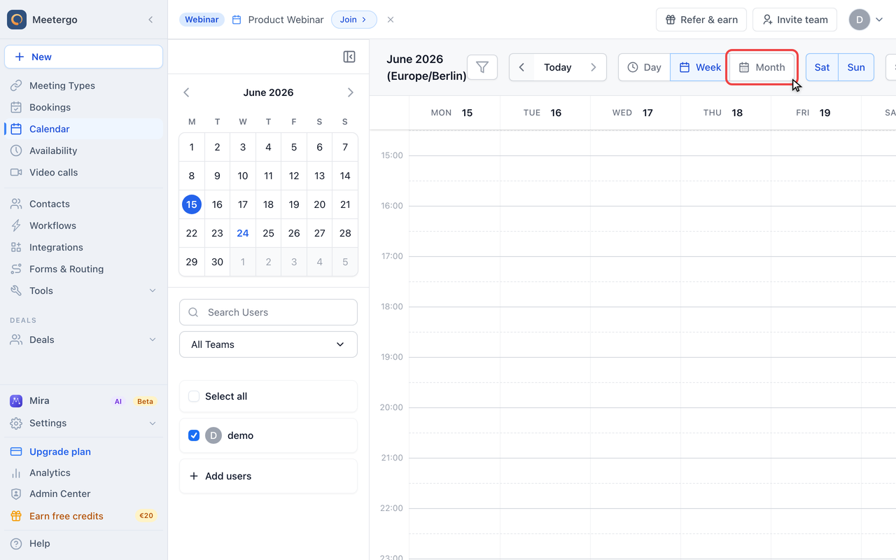 Switch to Month view