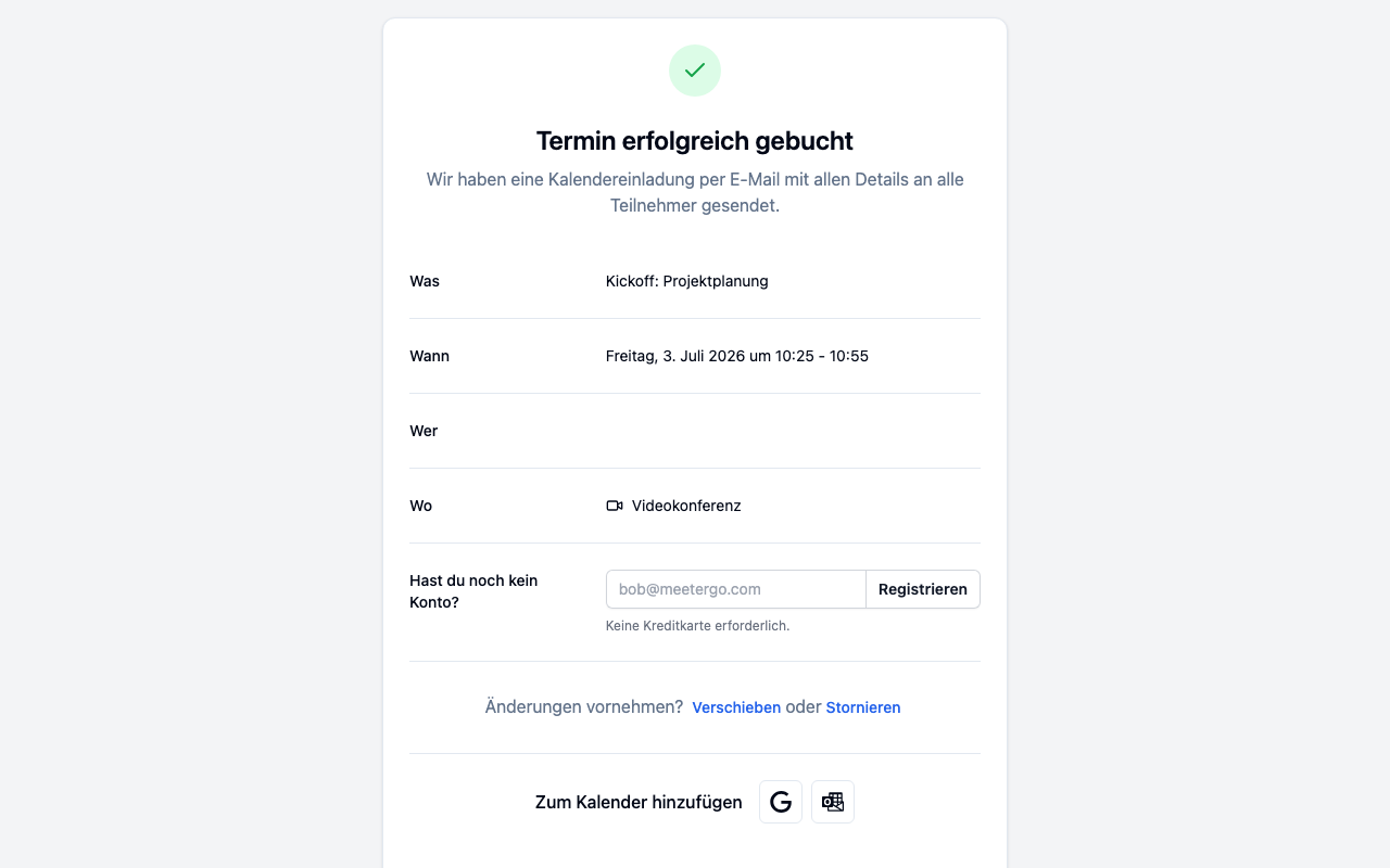 Terminbestätigung öffnen