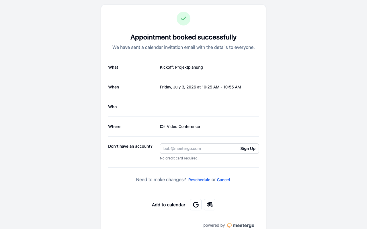 Open your appointment confirmation