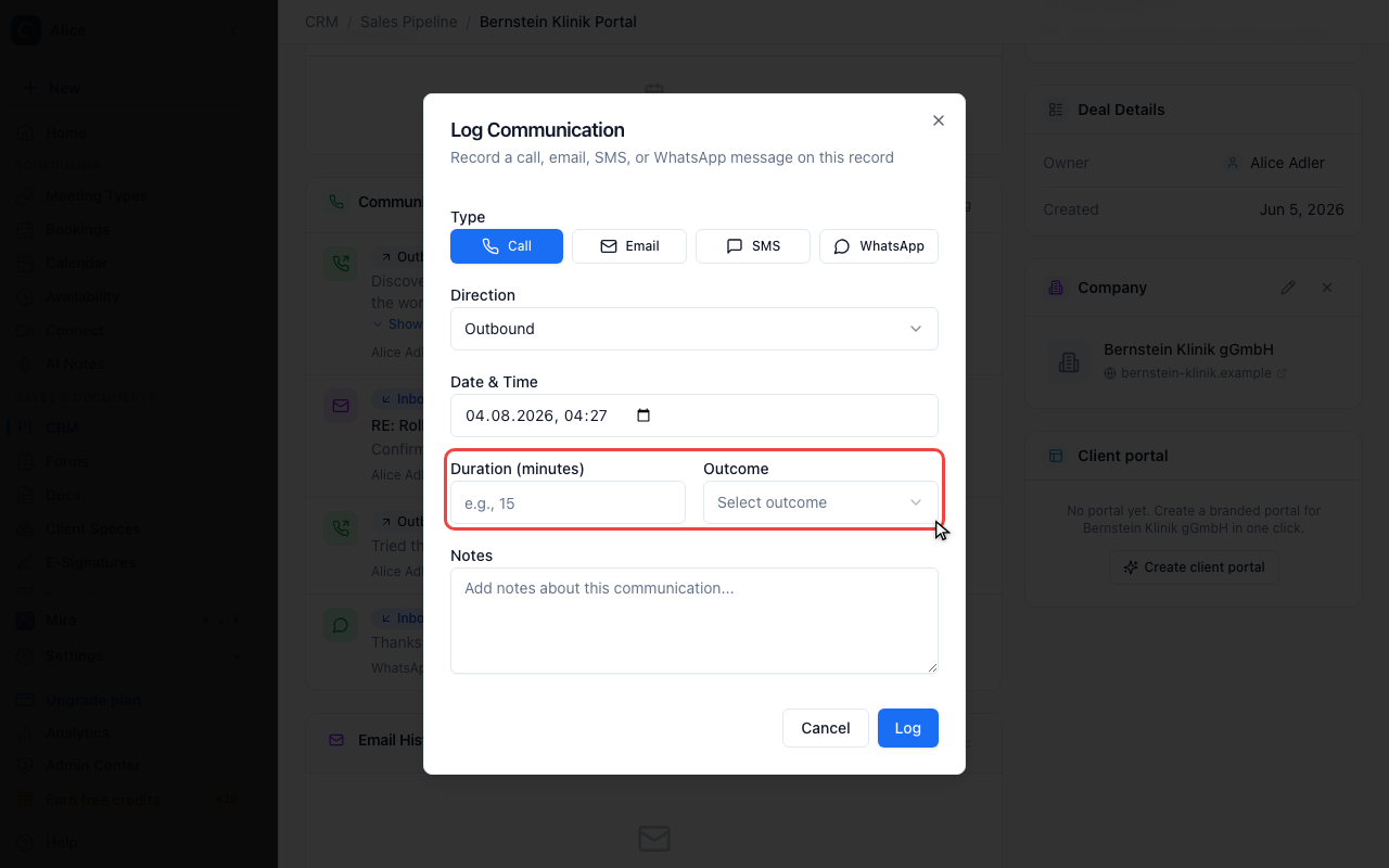 Add duration and outcome