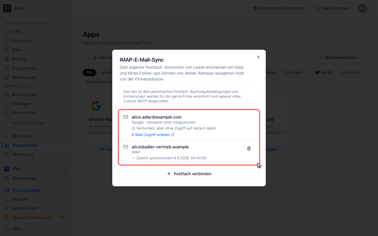 Prüfen, welche Postfächer lesbar sind