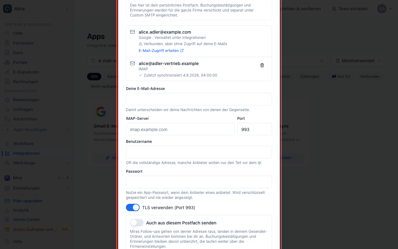 Die Serverdaten eintragen