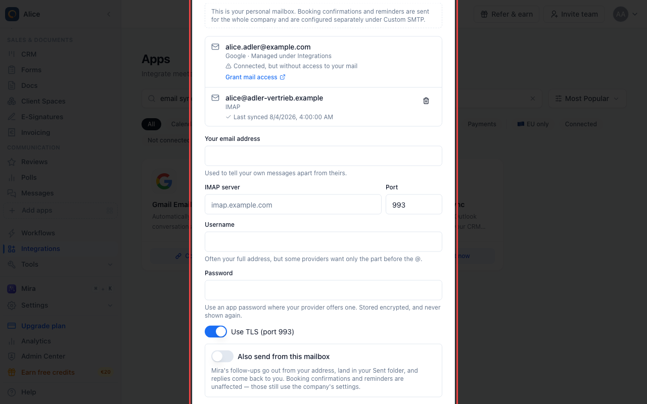 Fill in the server details