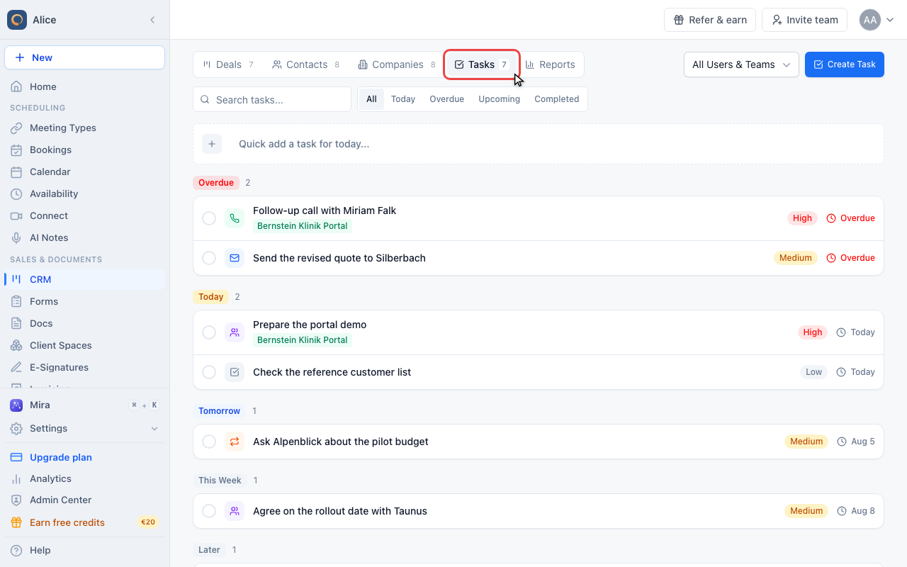 Open Tasks