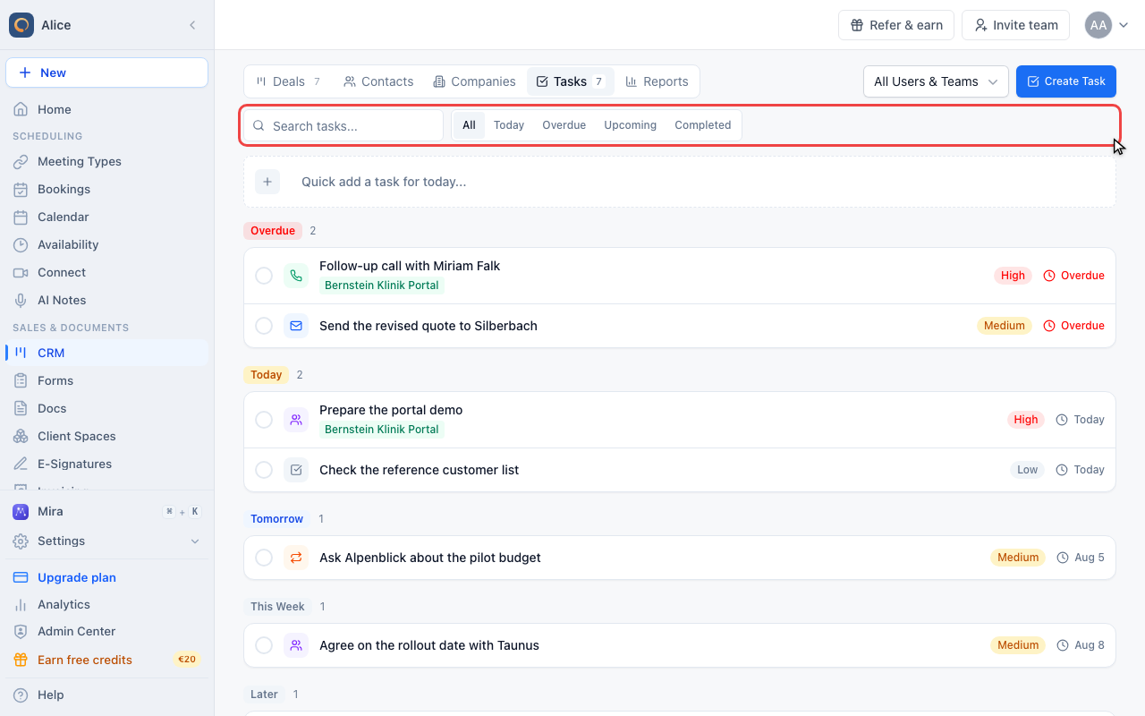 Search and filter by date