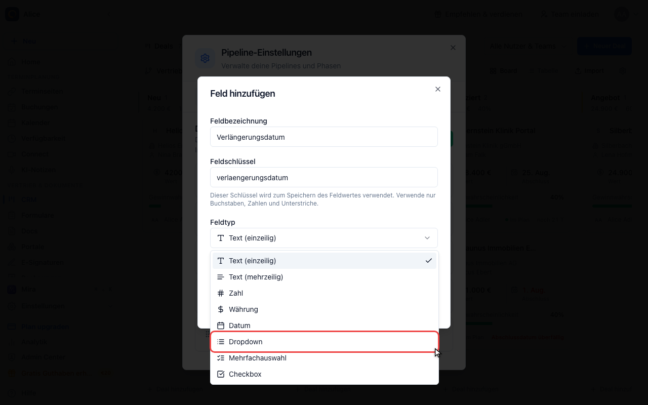 Dropdown wählen