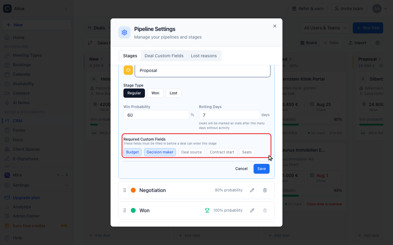 Pick the required fields