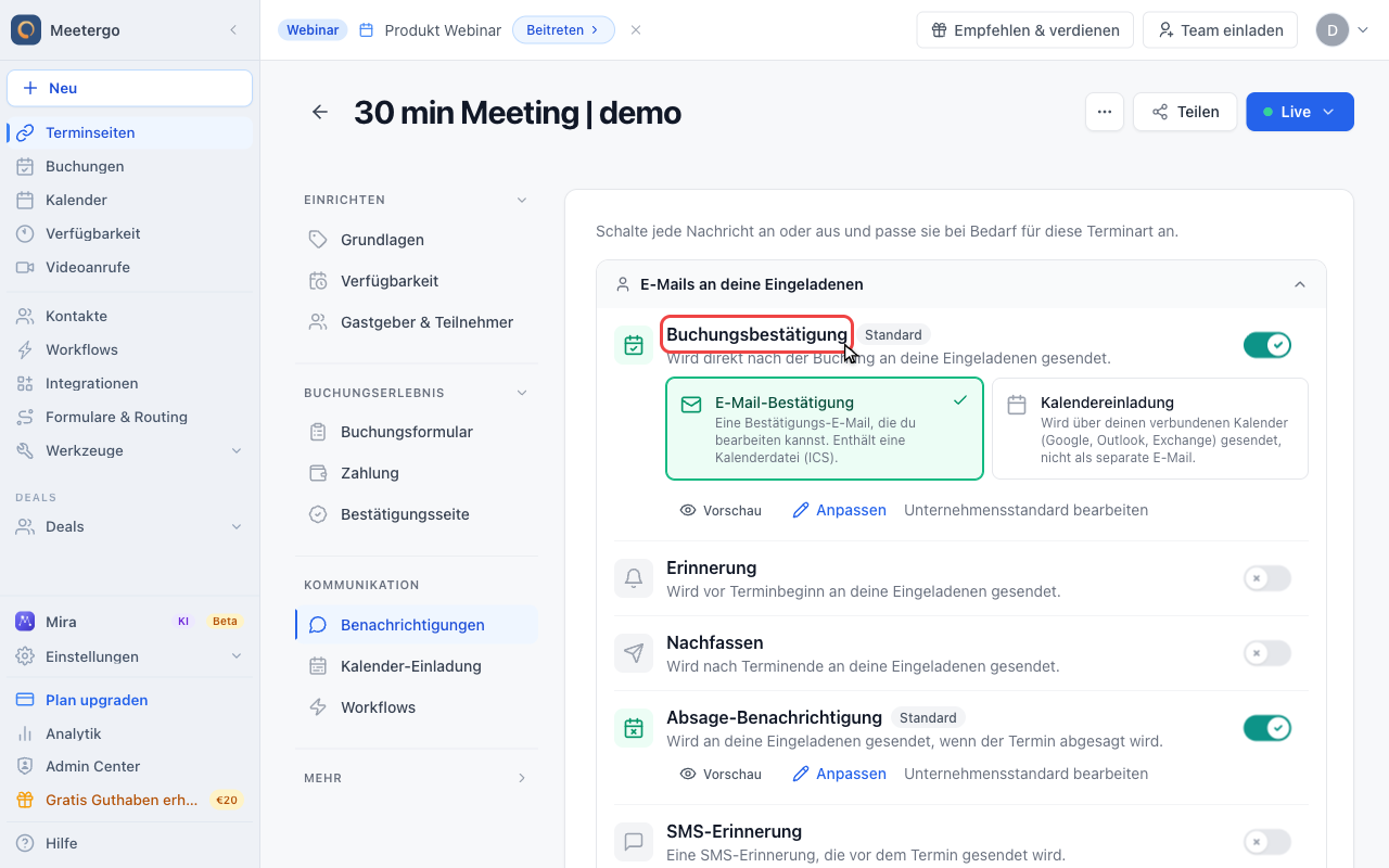 Buchungsbestätigung prüfen