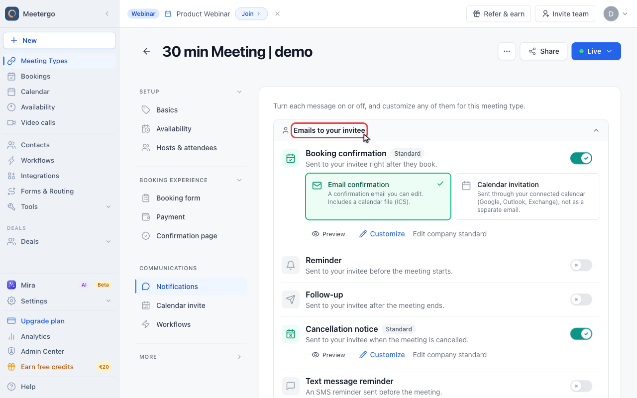 Start with invitee emails