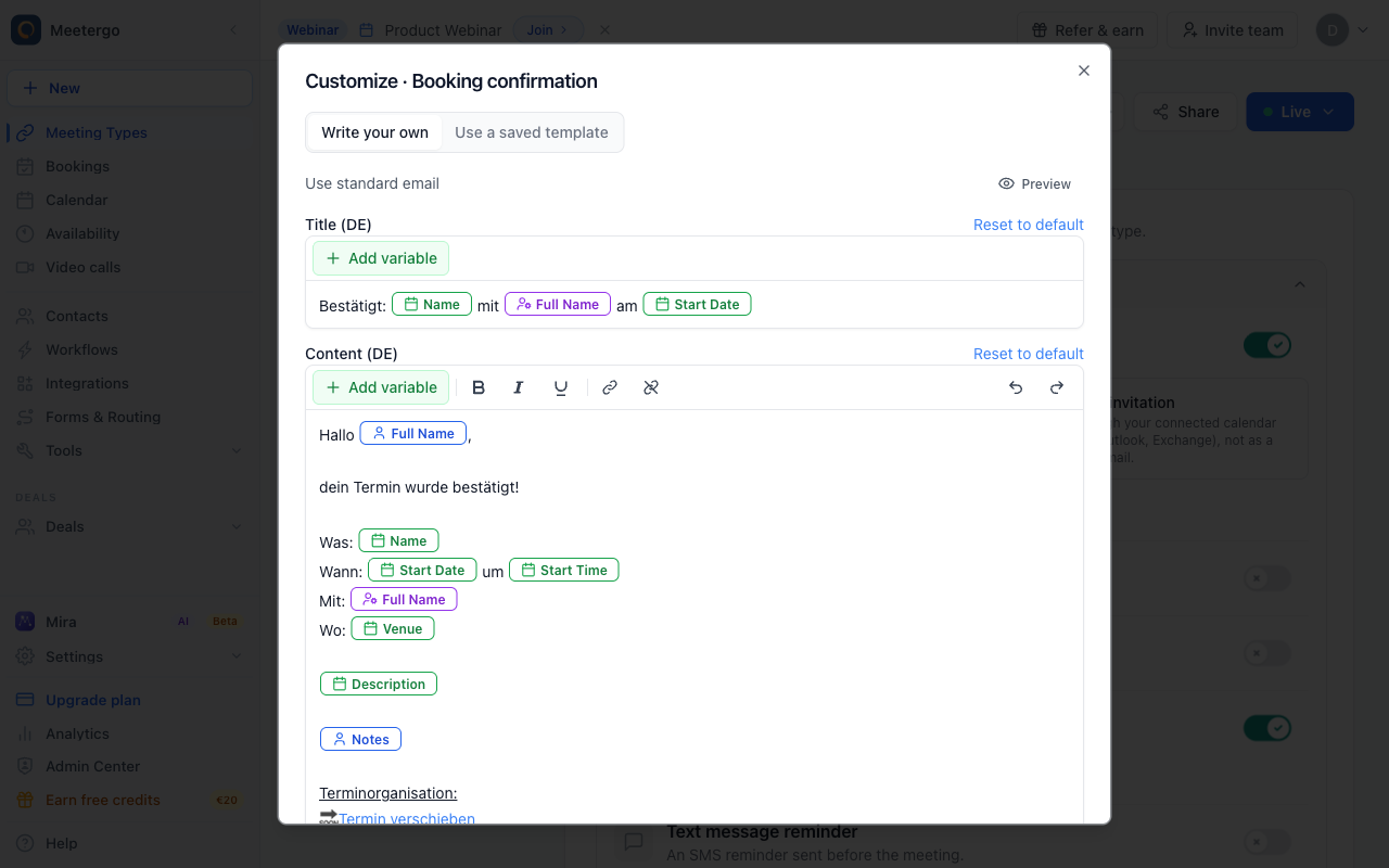 Customize a message
