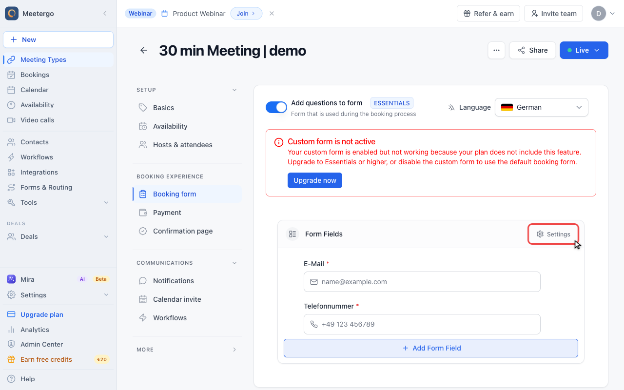 Open Settings