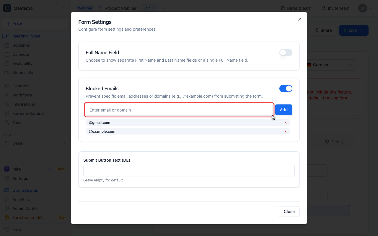 Review blocked domains