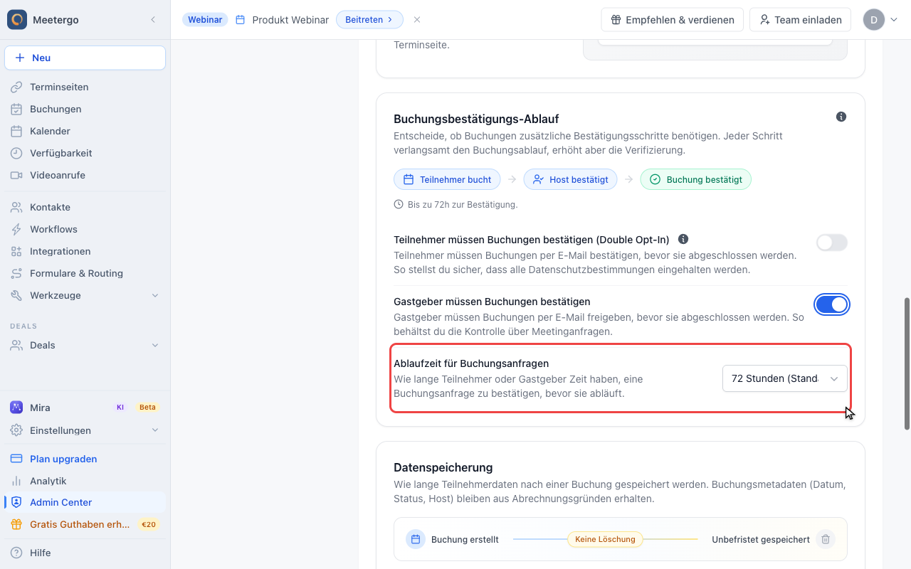 Prüfungszeitraum festlegen