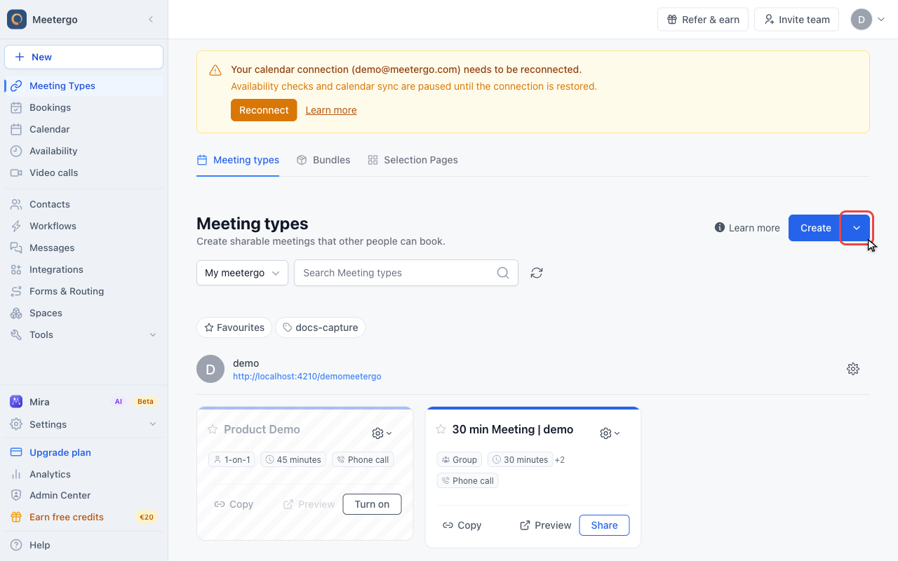 Open more create options