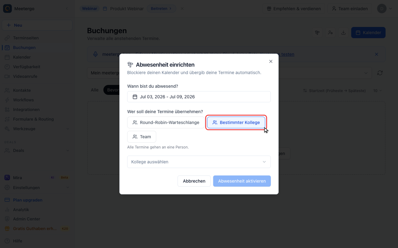 Bestimmten Kollegen wählen