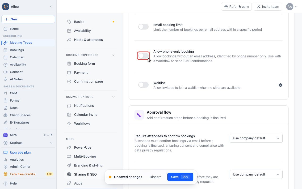 Turn on Allow phone-only booking