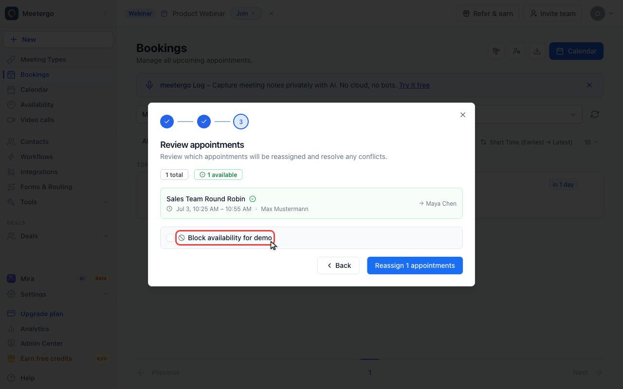 Optionally block availability