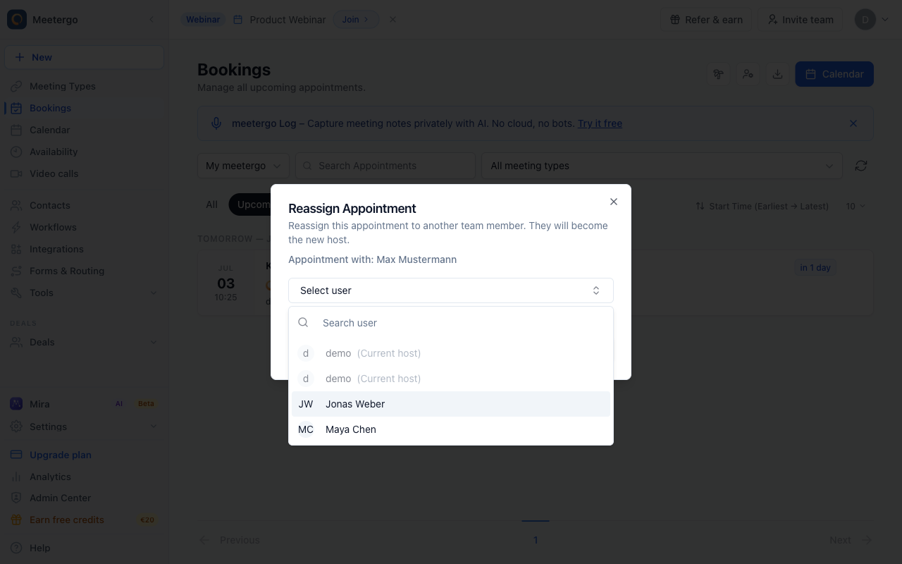 Open the user selector