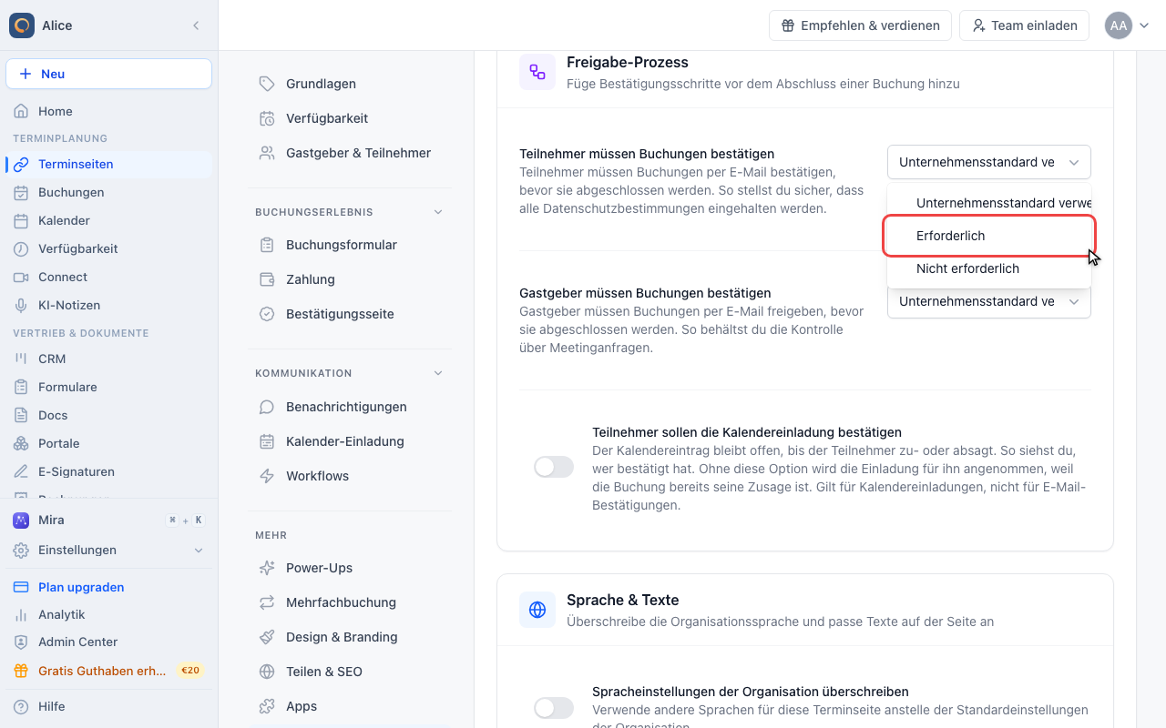 Erforderlich wählen