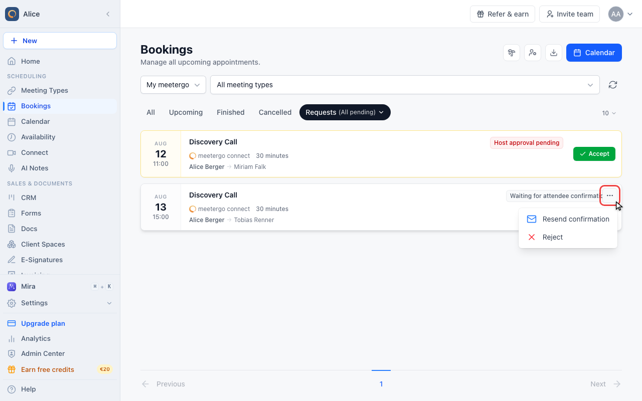 Resend an attendee confirmation