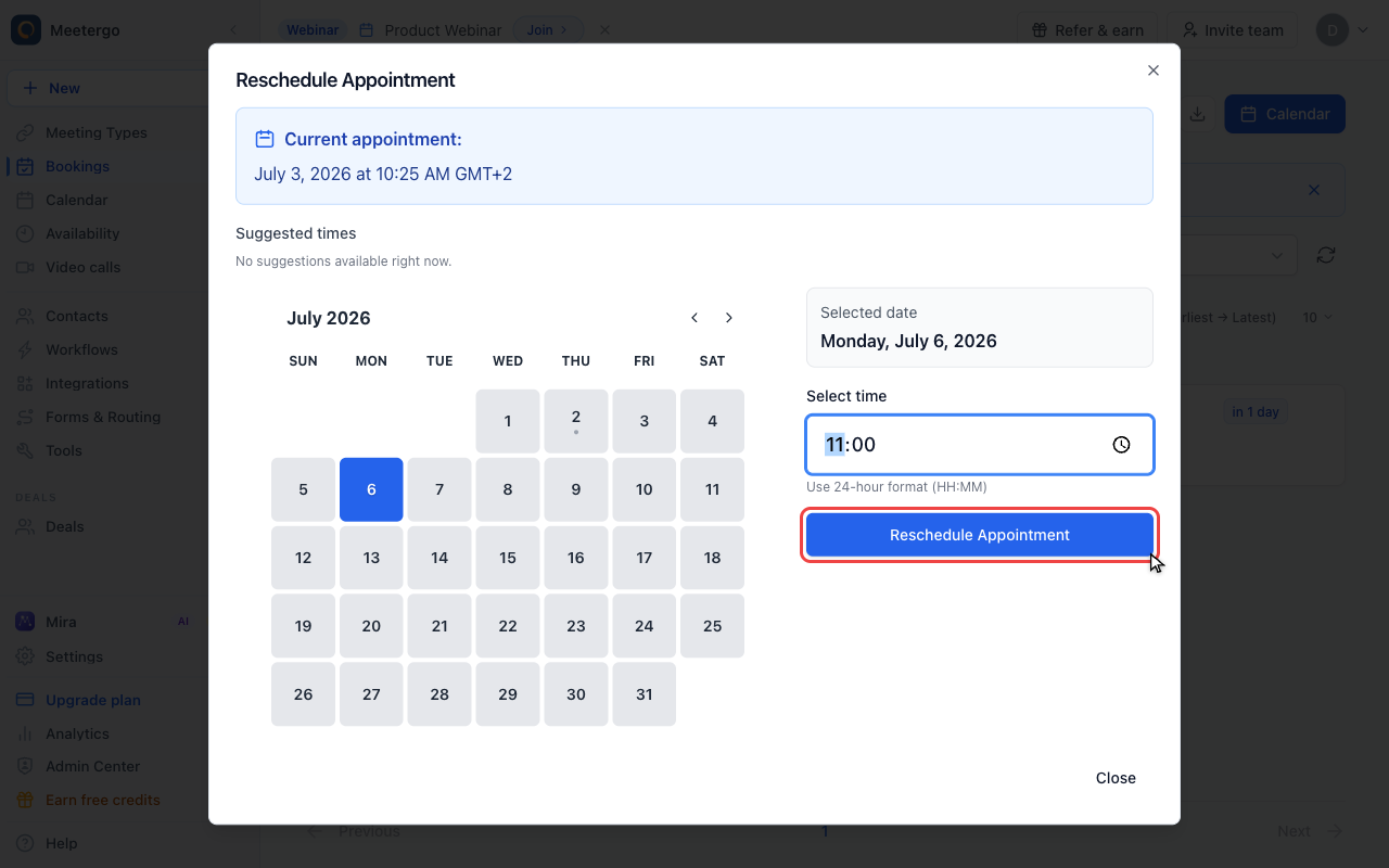 Reschedule only after checking