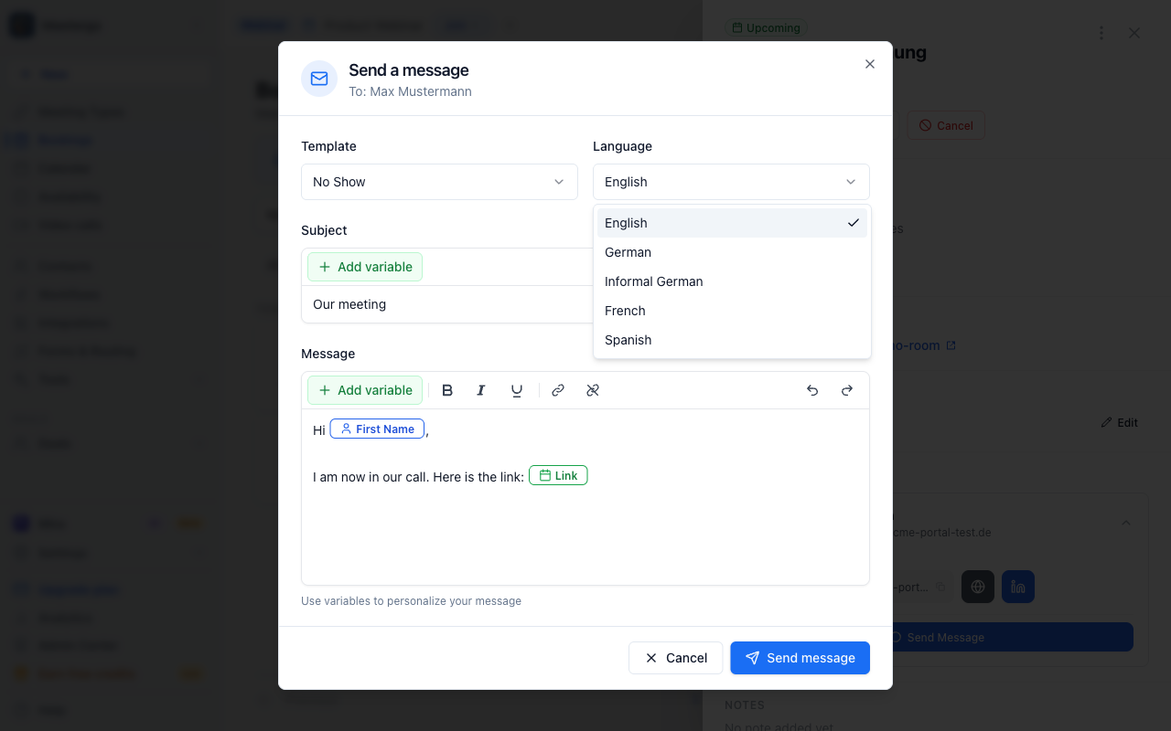 Open the language menu