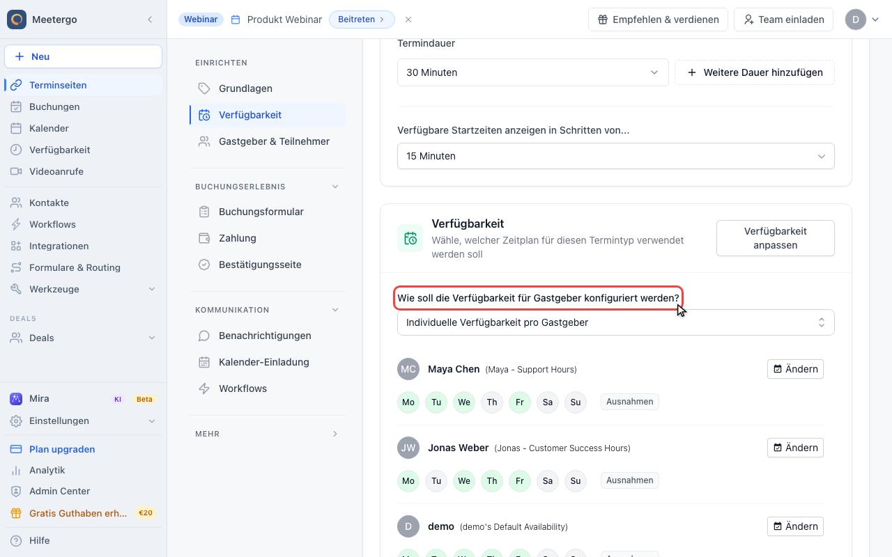 Individuelle Host-Verfügbarkeit prüfen