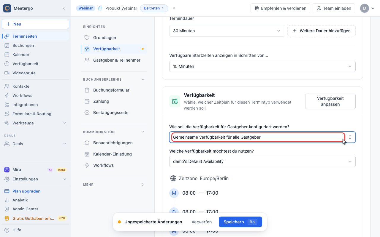 Zu gemeinsamer Verfügbarkeit wechseln