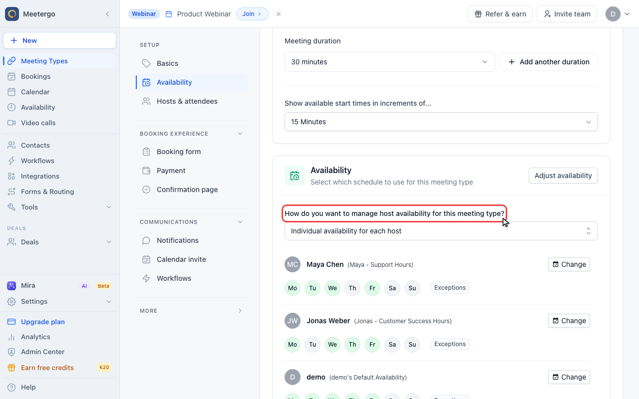 Review individual host availability