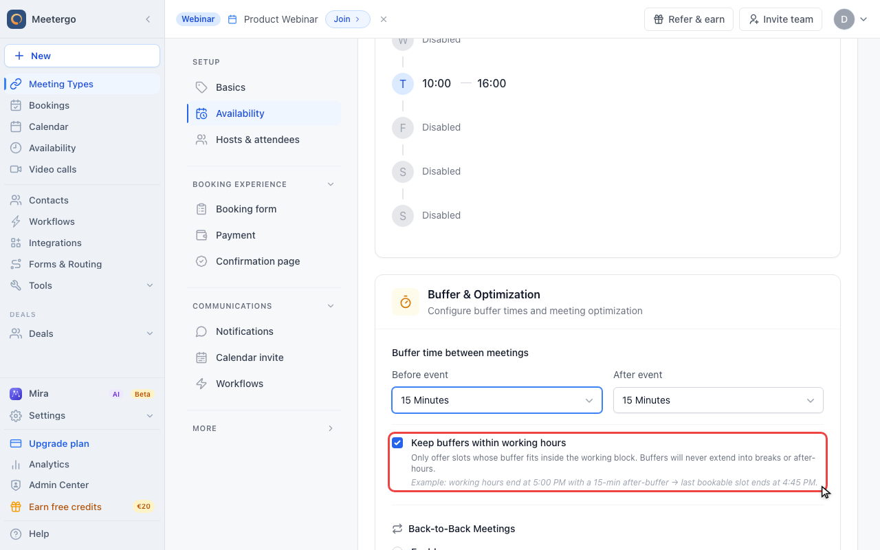 Keep buffers within working hours