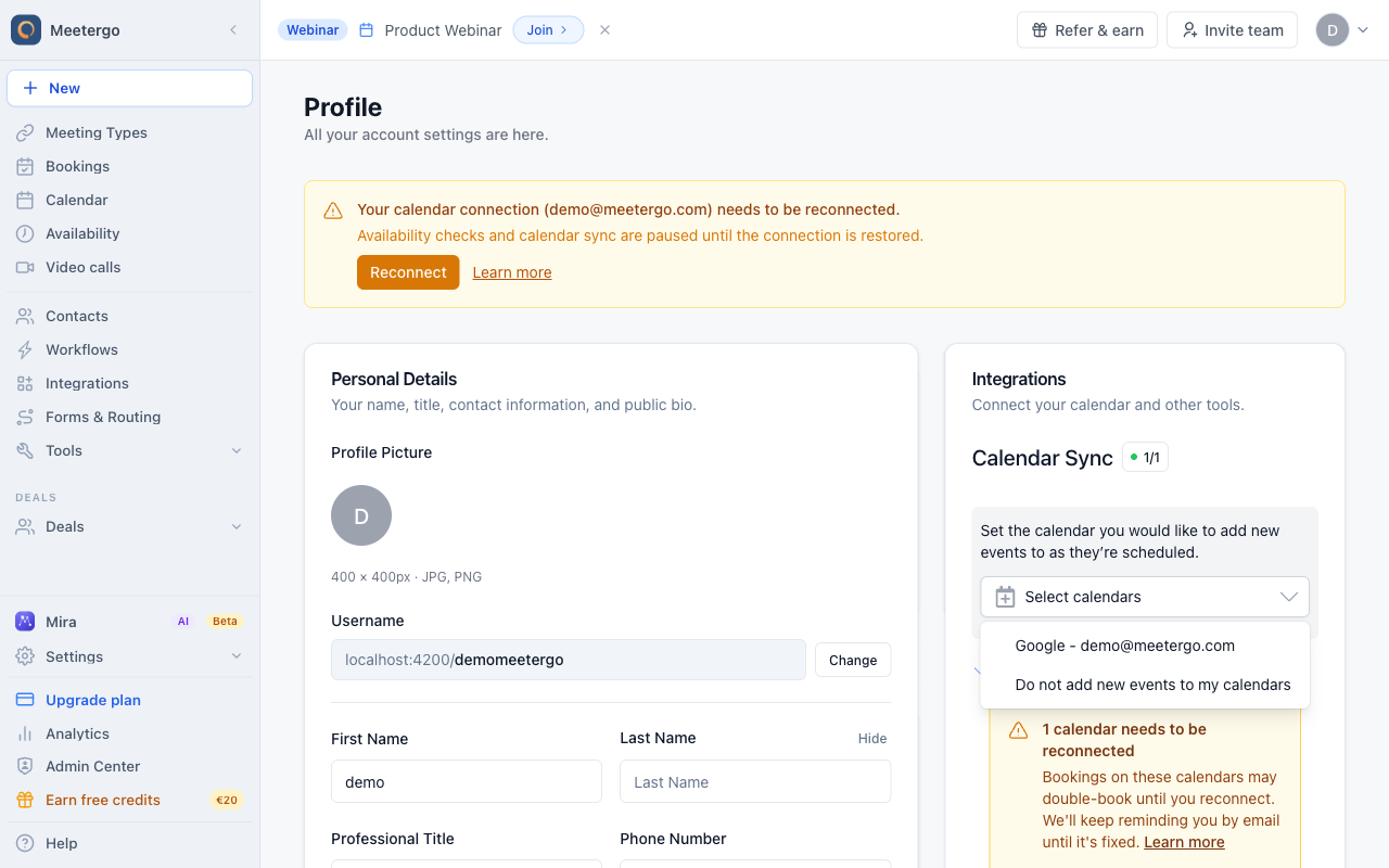 Confirm a calendar is available